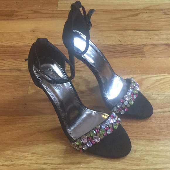 NEW Black Jeweled Sandals - Picture 2 of 6